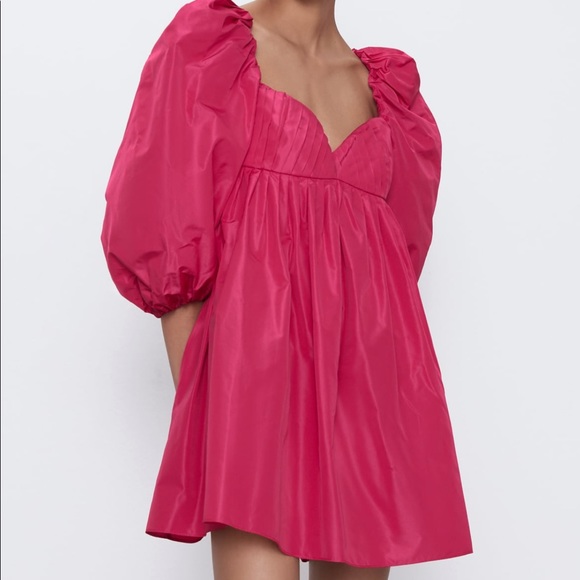 SOLD Zara Pink Dress with Balloon Sleeves - Picture 3 of 5